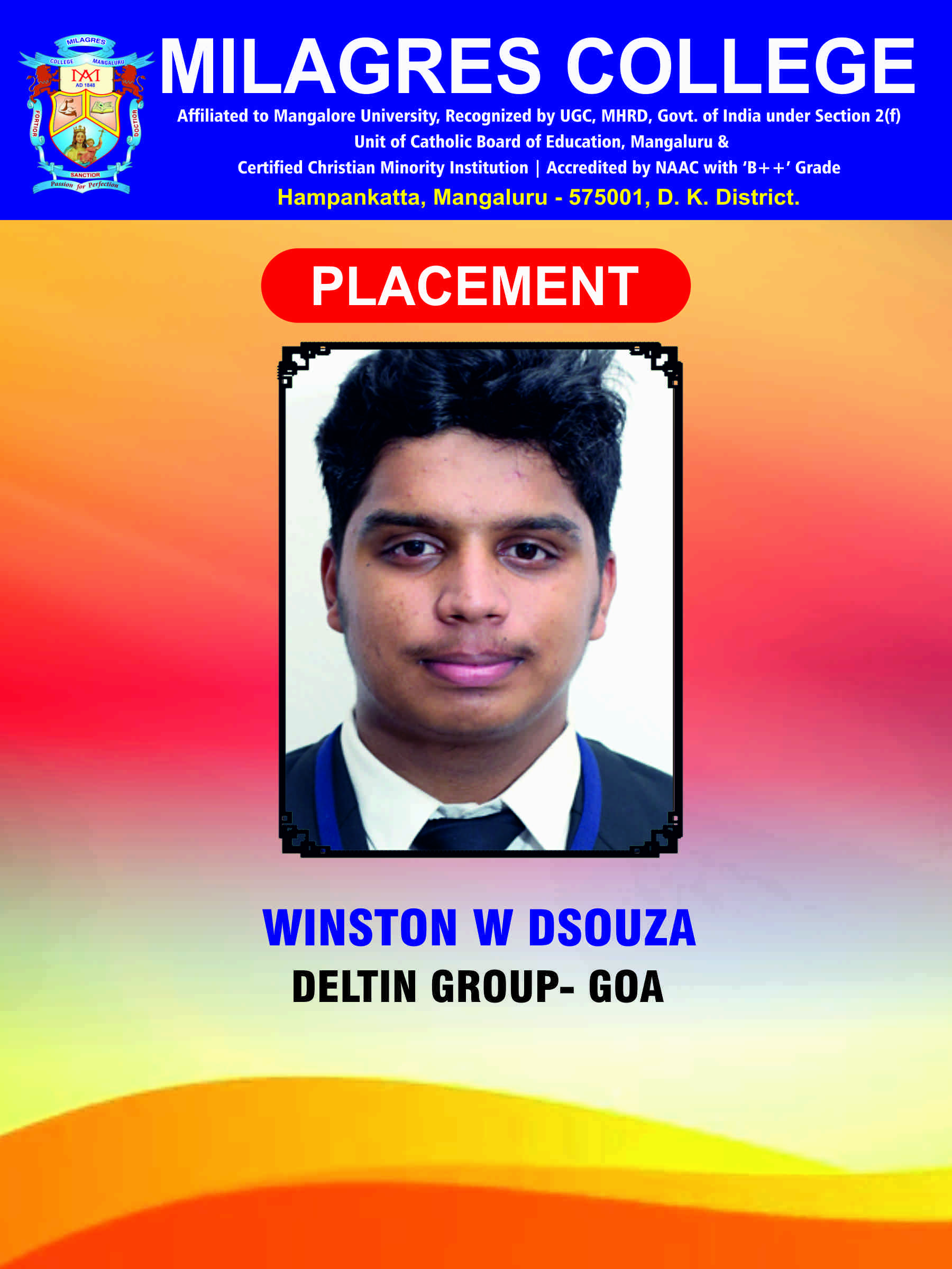 Successfully placed student